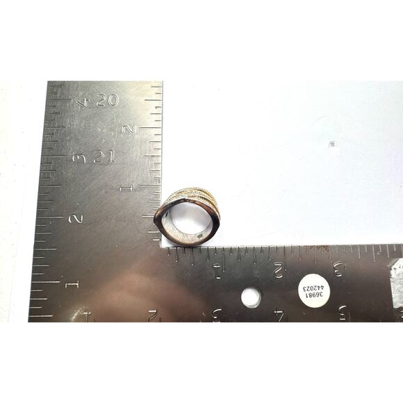 Wide Pavé Rhinestone Criss Cross Statement Ring Two Tone - Picture 7 of 7